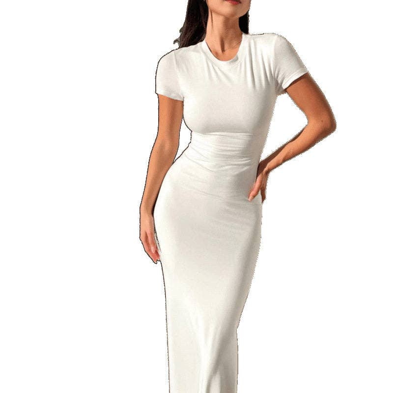Spring Summer Solid Color Bodycon Sleeveless Dress