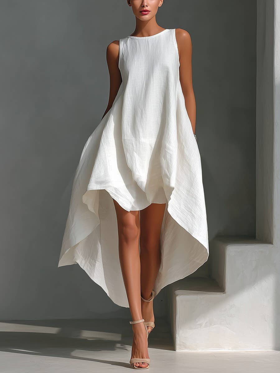 Casual Sleeveless High Low Dress