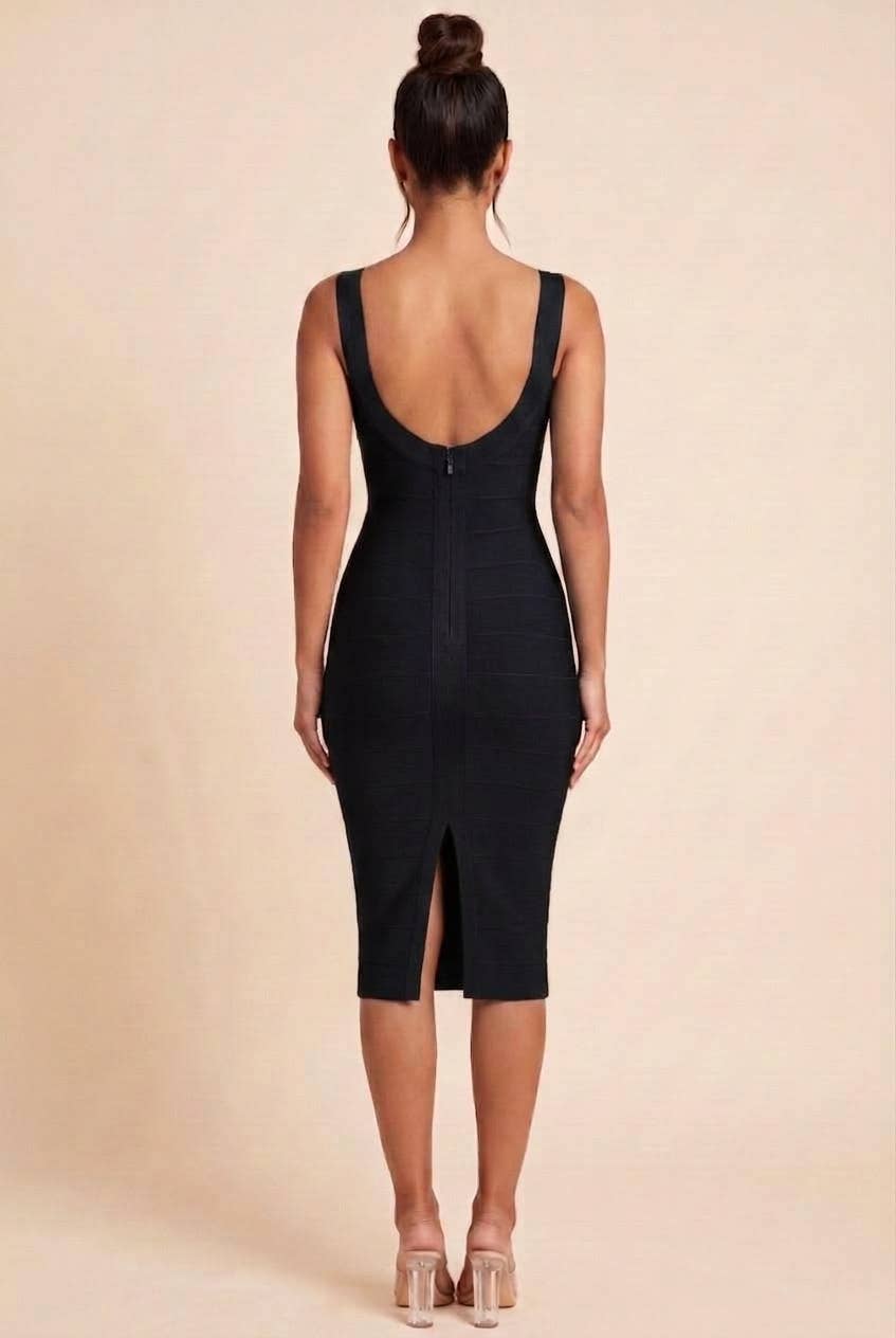 Noir Sculpt Bandage Midi Dress
